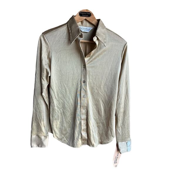 Vintage Wrangler 70s Button Down Disco Retro Rockabilly Secretary Blouse Size 12 - Picture 1 of 7